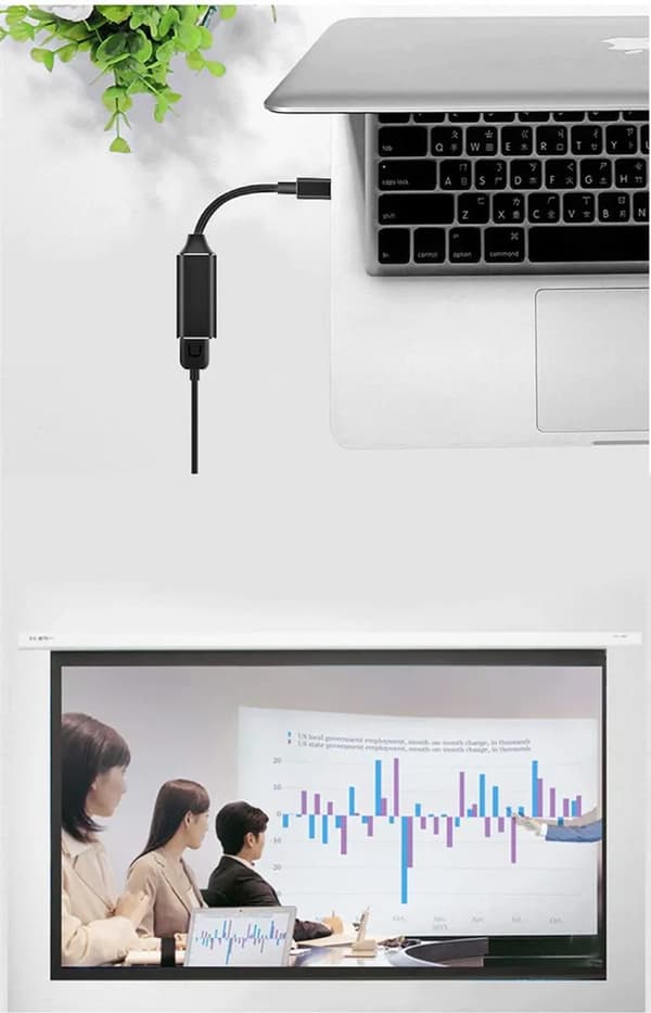 USB-C–HDMI-sovitin, tukee 4K-teräväpiirtotarkkuutta, USB-C–HDMI-kaapeli