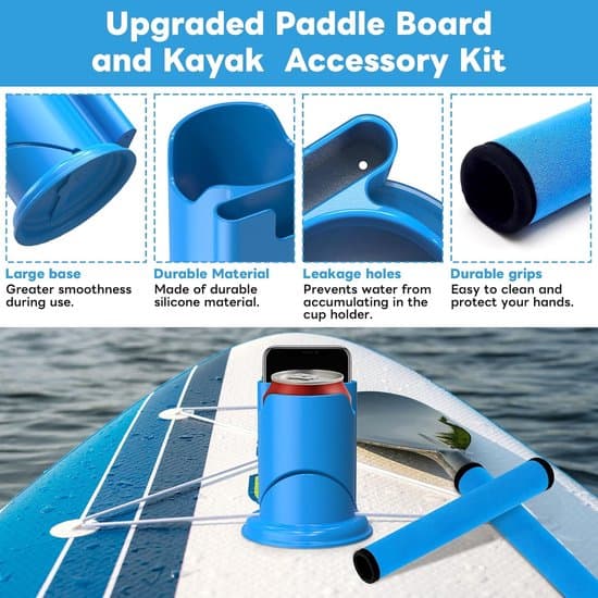 Kopholder til paddleboard og kajak, pagajgreb, tilbehørssæt til paddleboard og kajak (blå)