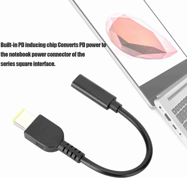 Firkantet hun C-type input adapterkabel med 11 mm x 4,5 mm stik.