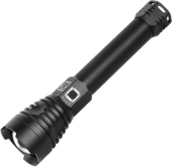 Genopladelig LED-lommelygte - USB, med batteriindikator, høj effekt, sort