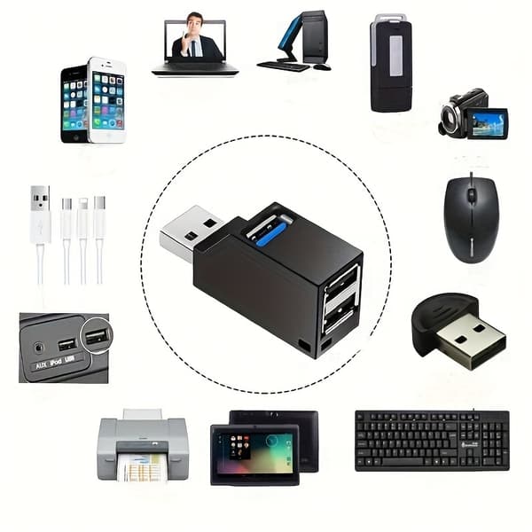 2.0/3.0 3-portars USB-visselpipa-hubb