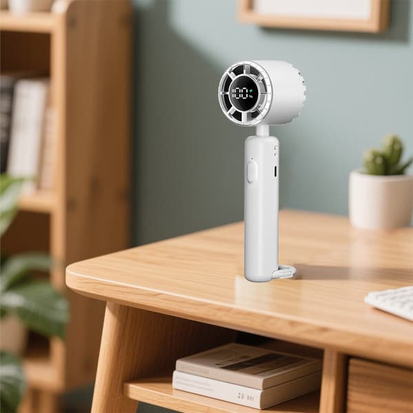 Mini Håndholdt Ventilator Bærbar Sammenklappelig Skrivebordskøler USB Genopladelig - Hvid