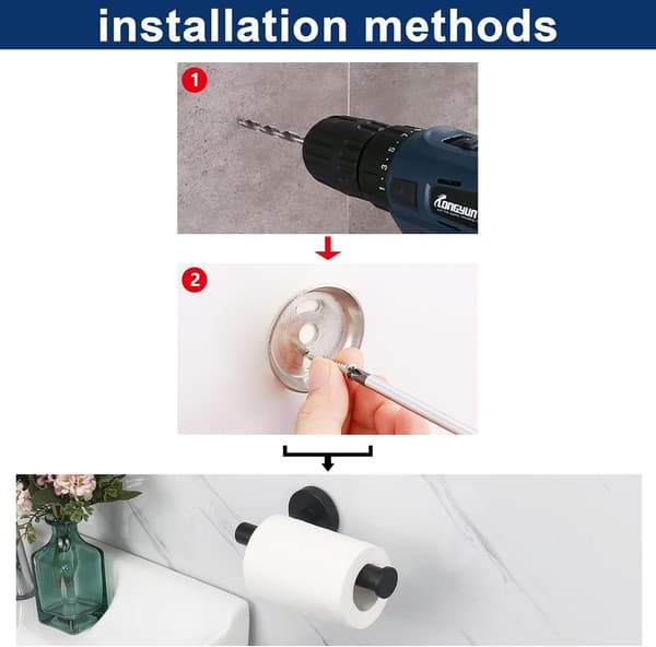 Rustfri Vægmonteret SUS304 Rustfrit Stål Toiletpapirholder (Mat Sort)