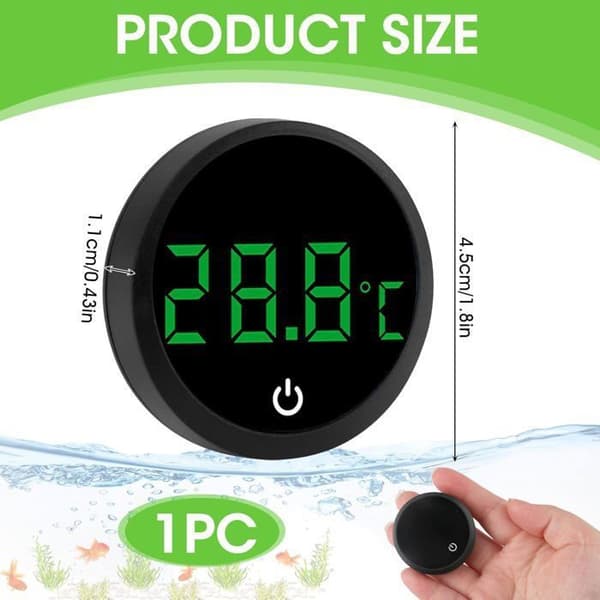 Trådlös digital akvarietermometer med touch, noggrann sensor och touch LED-display.