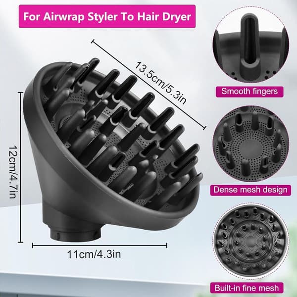Velegnet til Dyson HS01/05 krøllejern, diffuserdyse, styler, føntørrerdyse, tilbehør.