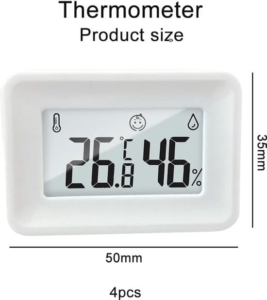 Digitalt termometer og hygrometer til hjemmet, kontoret og drivhuset firesæt - Celsius mini termometer og hygrometer