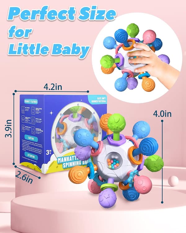 Bitringar för bebisar 0-18 månader, sensoriska leksaker för nyfödda, badpresenter för pojkar och flickor.