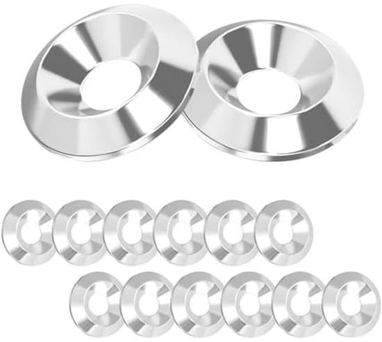 20 undersænkede skiver i rustfrit stål, M4 x 13 mm, til dekorative ringe på undersænkede skruer.