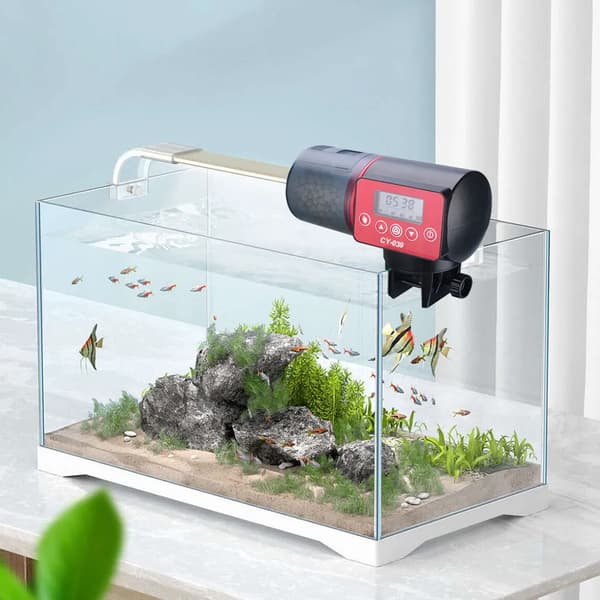 Akvarium automatisk foderautomat Intelligent tidsindstillet automatisk foderautomat Akvarie guldfiskefoderautomat Stor kapacitet fiskefoderautomat (uden batteri)