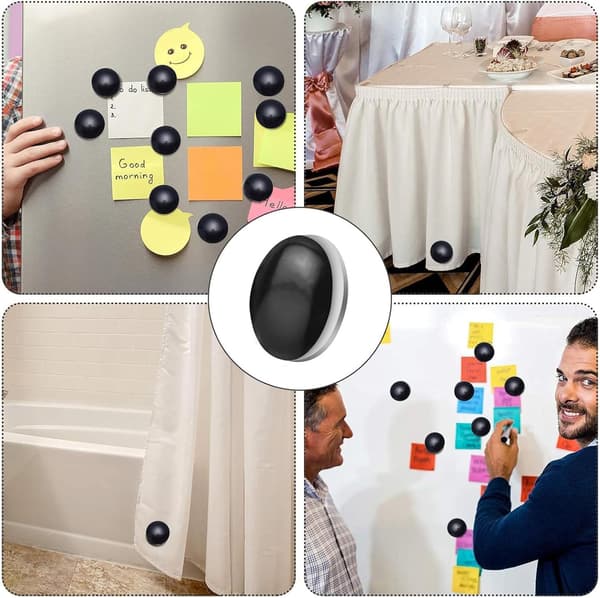12-pack duschdraperimagneter, duschdraperiblystänger, duschdraperiband, duschdraperivikter, duschdraperitillbehör (svart)