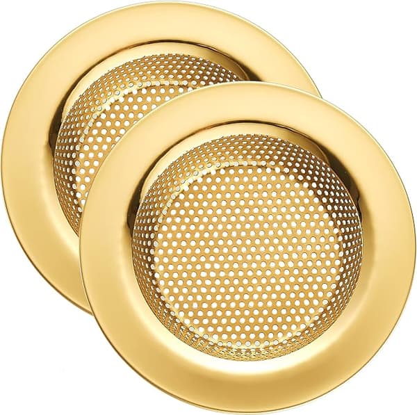 2-pack diskbänksilar i rostfritt stål, breda kantproppar (4,3\" Dia, guld)