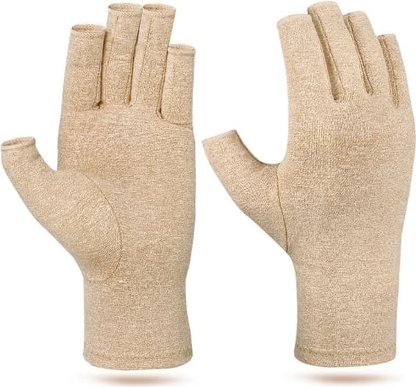 Fingerlösa kompressionshandskar 1 par beige M