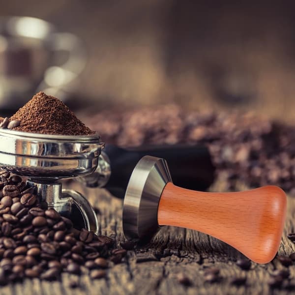 58MM Kaffetamper Træ Espresso Rustfrit Stål Flad Base
