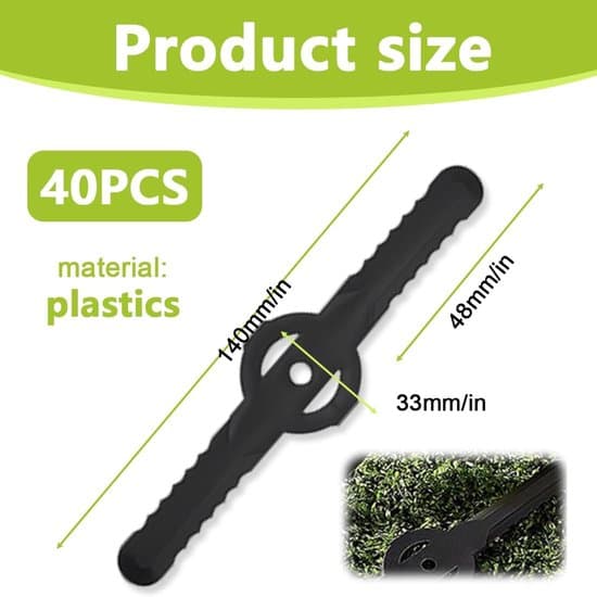 Udskiftningsklinger til græstrimmer - Plastklinger - Plænepleje - Holdbart ABS-materiale - 40 Stykker - Sort