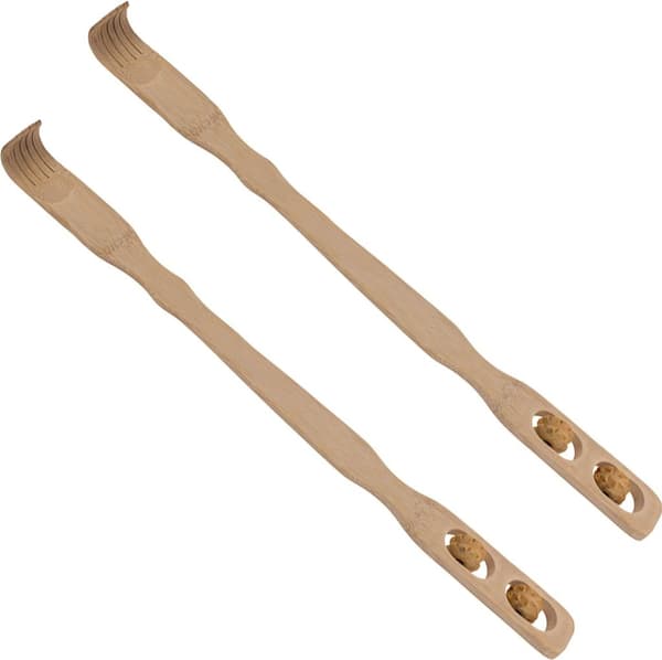 2-pack ryggmassageapparater med massagerullar, bambu 46 cm