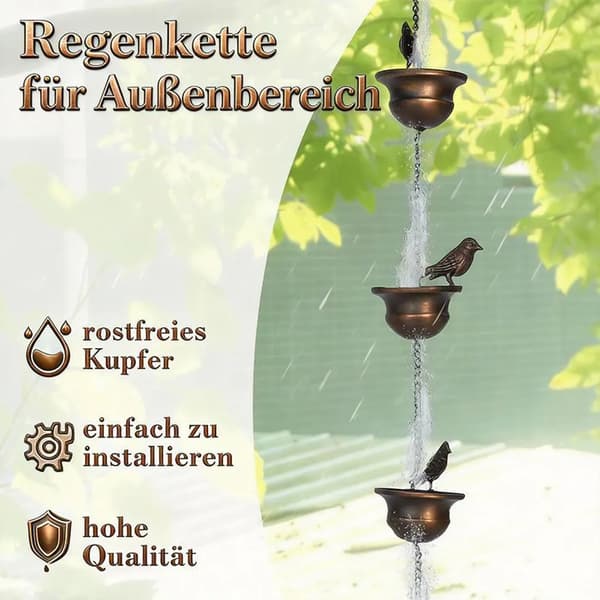 Metal fugleformet rustfri regnkæde til udendørs dræning af kraftig regn