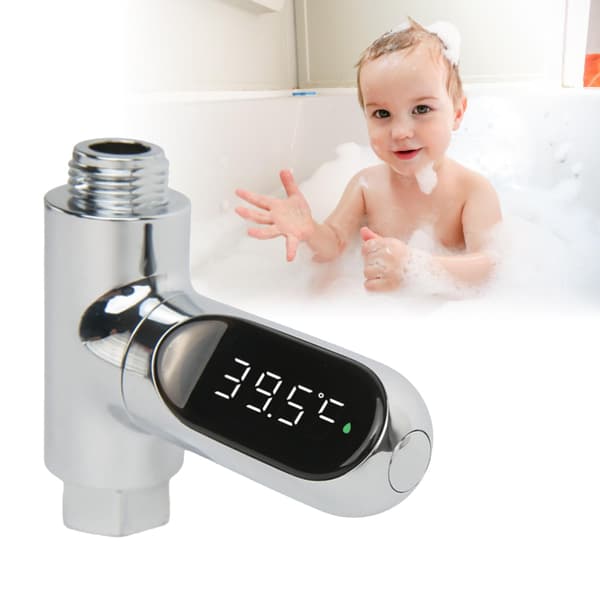 Digital duschtermometer, LED-vattentemperaturdisplay, 360° roterande, för spädbarn, familjer