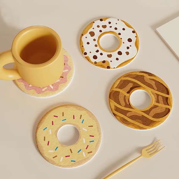 Runda underlägg i kiselgur, dessertmönster, tekopp, värmebeständiga, 3-pack, stil 2
