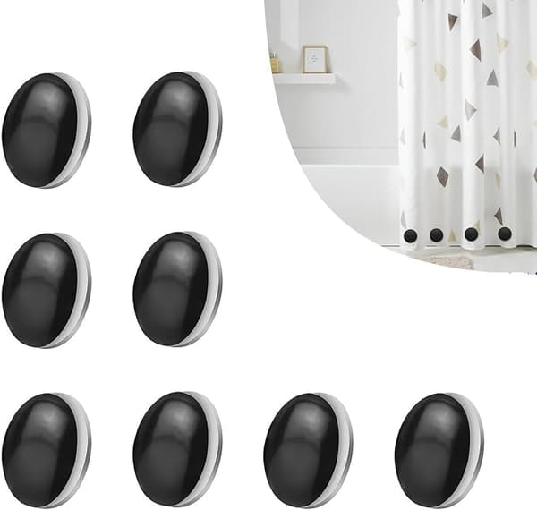 8-pack svarta duschdraperivikter, kraftiga gardiner, foder, utblåsningsbotten, hem, kontor, resor