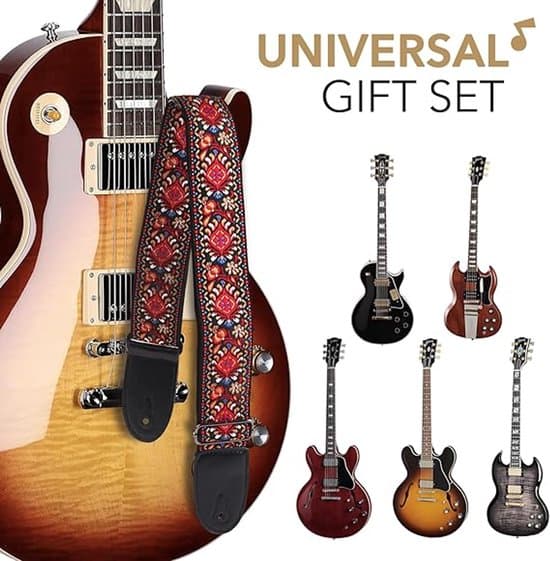 Gitarrrem gitarrbälte Bas med axelrem Bärbar akustisk present med tillbehör för nybörjare Röd 146 cm
