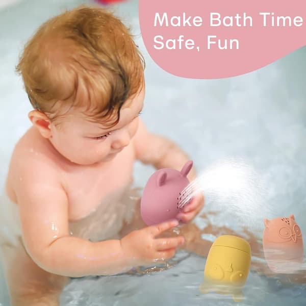 Silikone badelegetøj, klembart badelegetøj til småbørn 6-12-18 måneder+, børnevenligt badelegetøj, babyshower legetøj til børn 1-3 år