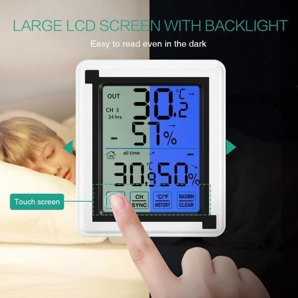 Digital termometer och hygrometer för inomhus/utomhus, Mini väderstation, Trådlös digital termometer och hygrometer
