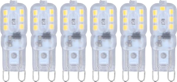 G9 LED-lampor, 6-pack dimbara G9-lampor, 3W, 14 LED-pärlor.