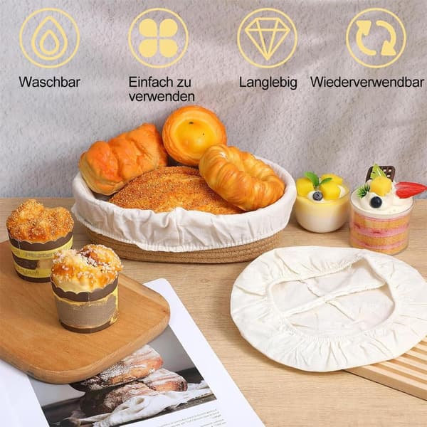 Fyrdelat brödbakningsset inklusive två runda, två ovala jäskorgar, non-stick-foder för surdegstillbehör