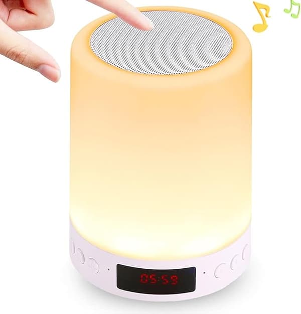 Nattlarmklocka, smart touch RGB Bluetooth-högtalare, 7 färger, vardagsrum/sovrum/matsal.