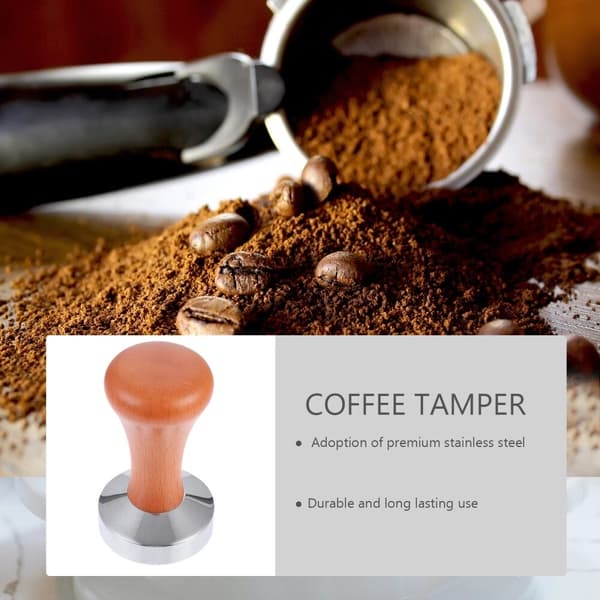58MM Kaffetamper Træ Espresso Rustfrit Stål Flad Base