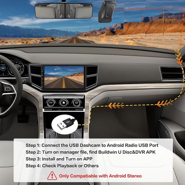 USB Android 1080P Bil Dash Cam Video ADAS HD