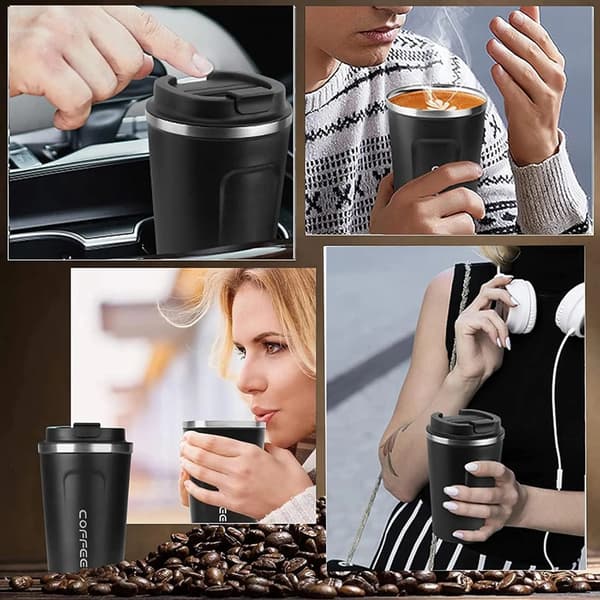 Resemugg, set om två, 380 ml, SS, läckagesäker, vit/svart