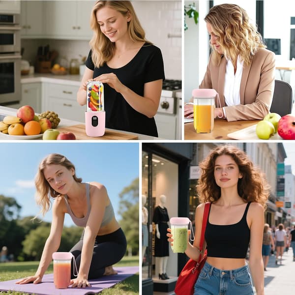 Bærbar blender, bærbar elektrisk juicer - pink
