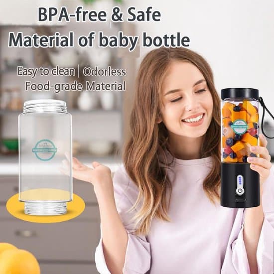 Bærbar USB-C Genopladelig Mini Blender til Smoothies & Shakes med 6 Rustfri Klinger