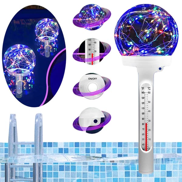 Flytande pooltermometer Lättläst nattpool bubbelpool spa