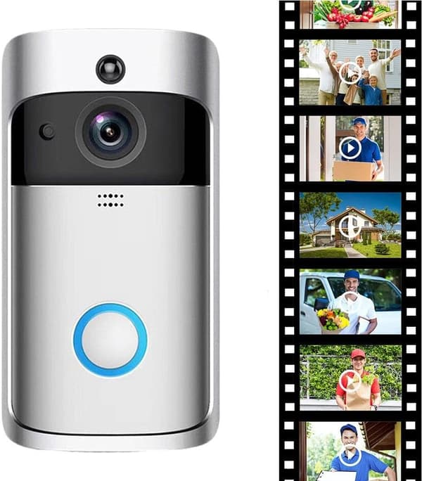 Trådlös videodörrklocka Fullfärgs mörkerseende AI Människodetektering Gratis moln IP65 166° - Vit