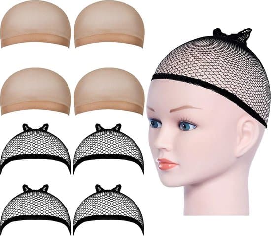 8 elastiske åndbare parykhætter i nylon