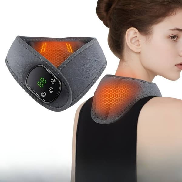 Elektrisk nackmassager, värmeterapi med vibration, 3 nivåer, intelligent temperaturkontroll