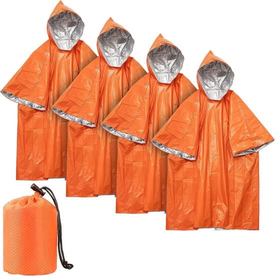 4-osainen hätäsadeponcho ja lämpöpelastuspeittosetti