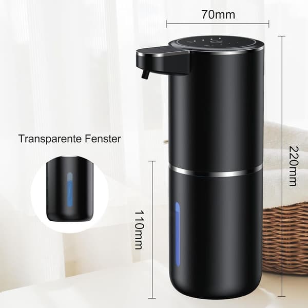 Automatisk sæbedispenser, infrarød sensor sæbedispenser, 380 ml el. sæbedispenser, USB-opladning, IPX5 WP, sort