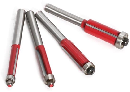 Set med 4 träfräsar med lager för fräs, 6 mm skaft