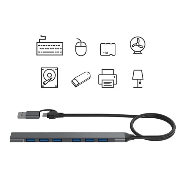 USB Type-C + USB hane till USB 3.0 & 2.0 hona OTG-adapterkabel 7-i-2 50cm