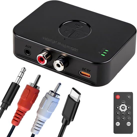 Bluetooth Audioadapter - Trådløs Modtager - Stereoanlæg - Dobbelt Forbindelse - 3.5mm AUX RCA