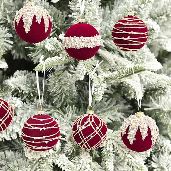 Fløjlsjulepynt Brudsikre Kugler Festligt Træ Bourgogne