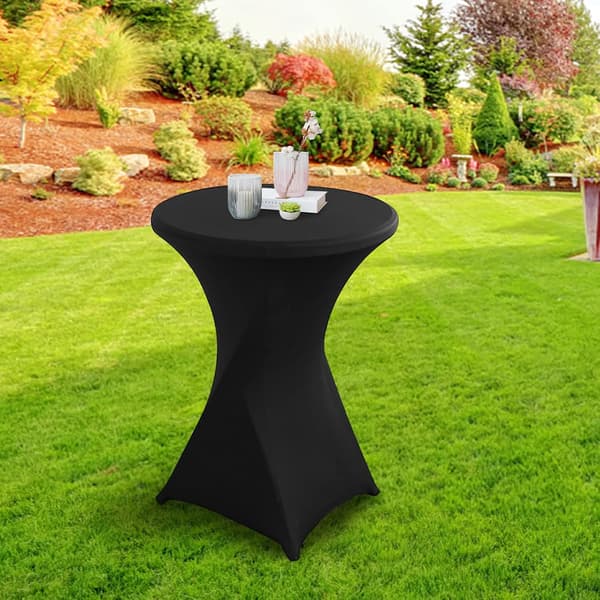 Rund Borddug Sort Elegant Elastisk 80x110cm