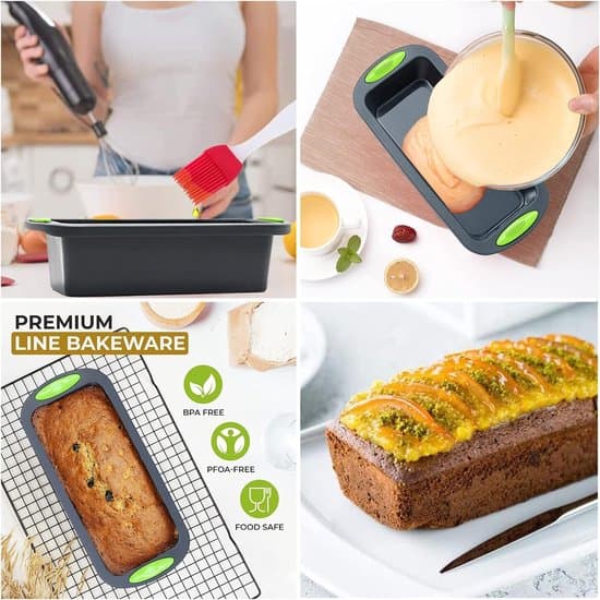 2-pack mörkgrå non-stick silikonbrödformar och kakformar (BPA-fri)