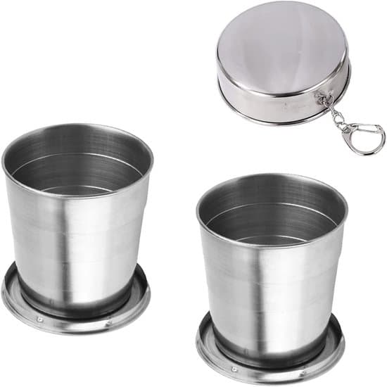 2 stk. 250 ml genanvendelige foldbare rejsekaffekrus i rustfrit stål til camping