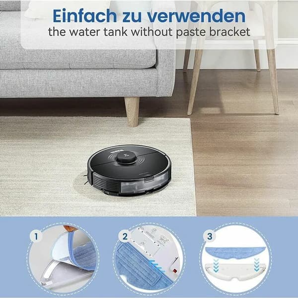 6-pack tvättbara moppdynor i mikrofiber, kompatibla med Roborock S7, S7 Plus, T7, T7 Plus, T7S Plus