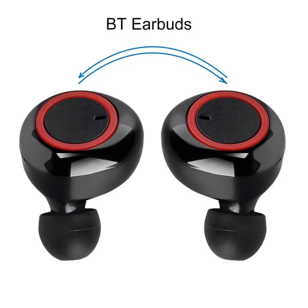 True Wirel. BT Headset BT 5.0 Touch Svart Röd