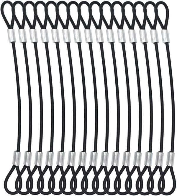 2 mm rustfrit stålkabeløje kort reb, rustfrit stålwire, stålwire, gummibelagt stålwire, 30 cm - sort
